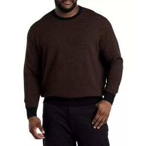 Oak Hill DXL Mens 3XL Brown Black Herringbone Crew Neck Cotton Sweater
